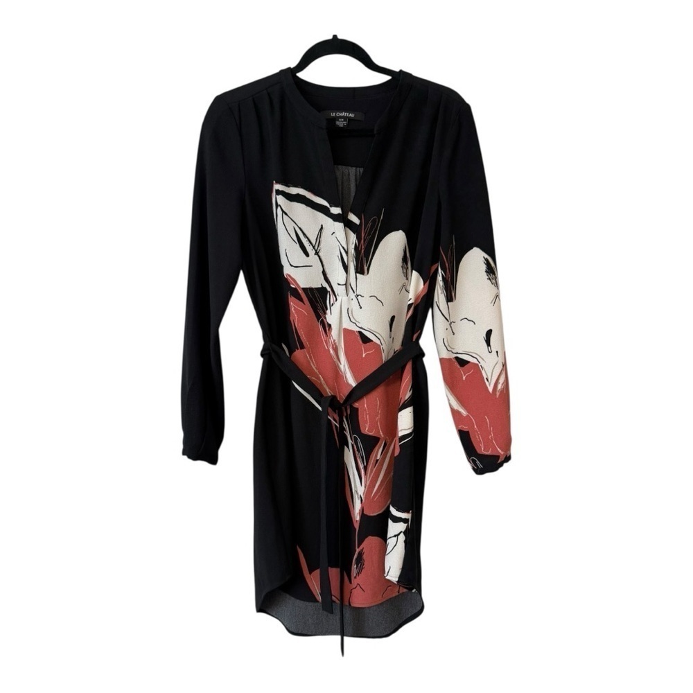 Le Chateau Dress With Long Sleeves And Floral Print - Size Medium